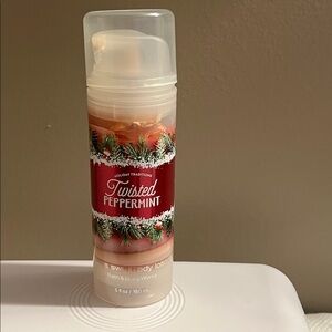 Bath & Body Works Twisted Peppermint shea Swirl Body Lotion - Red and White